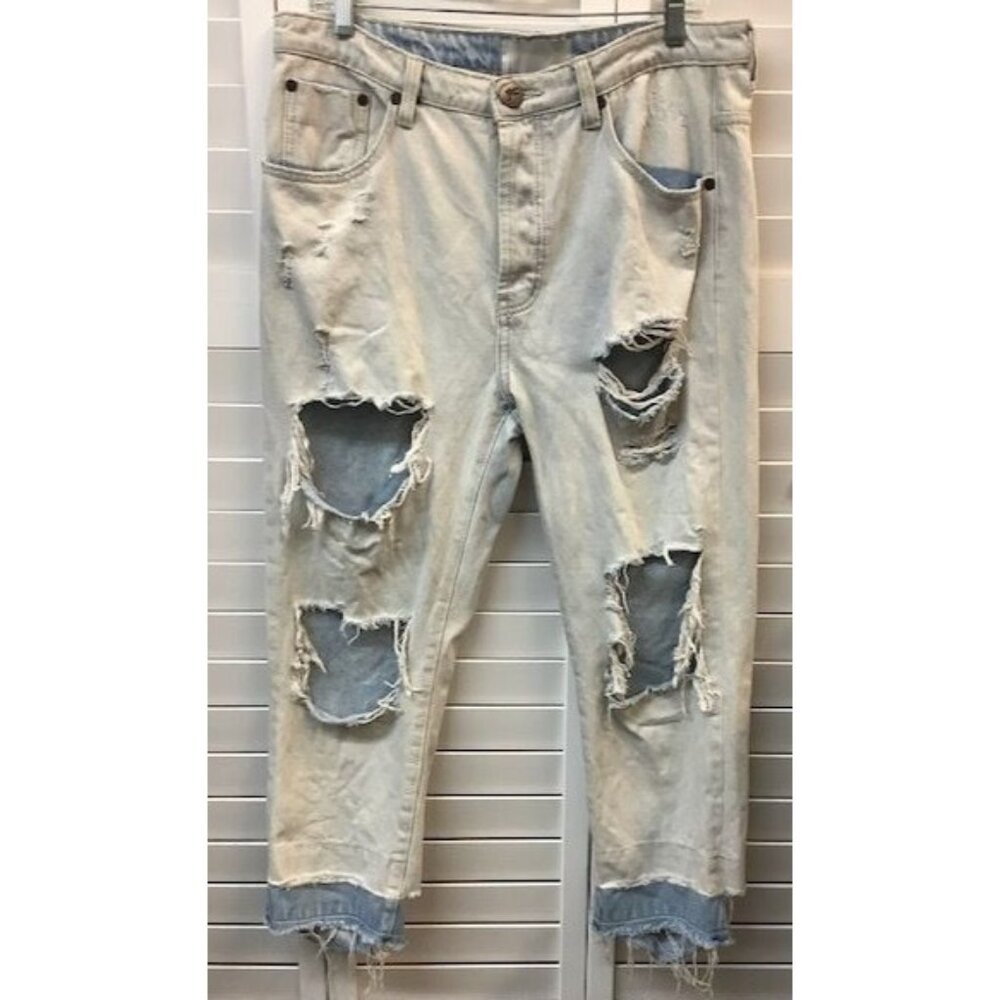One‎ Teaspoon Womens Distressed Ripped Light Wash Denim Jeans Size 29